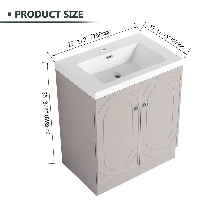 Contemporary Freestanding Bathroom Vanity With Resin Sink & Soft-Close Cabinet Doors by HouseOfZazla