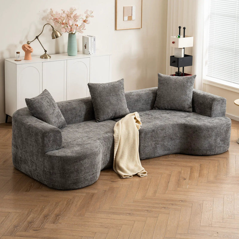 Modern Style Ultra Smooth Curved Sofa With 3 Pillows by HouseOfZazla