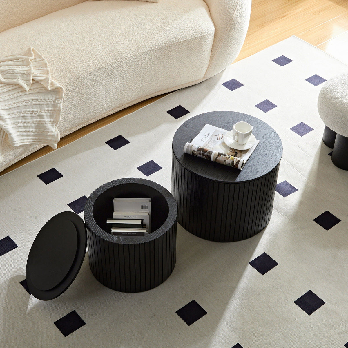Handcrafted Nested Table Set, 2 Pieces - Black, White, or Dark Brown, photo 21 of 40