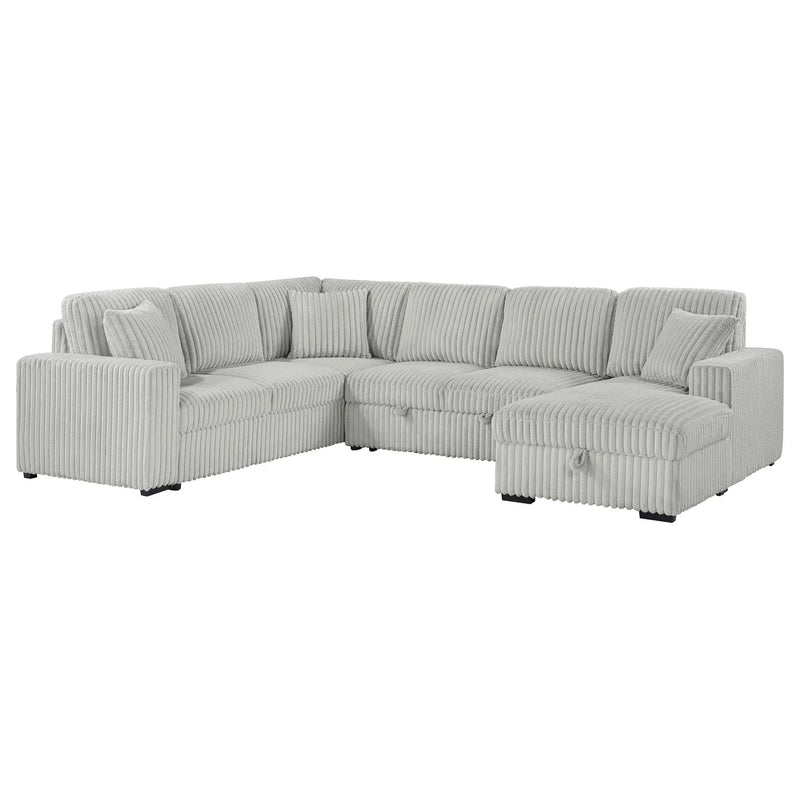 Devonshire Sleeper Sectional Sofa Storage Chaise Grey by Unique Piece Furniture