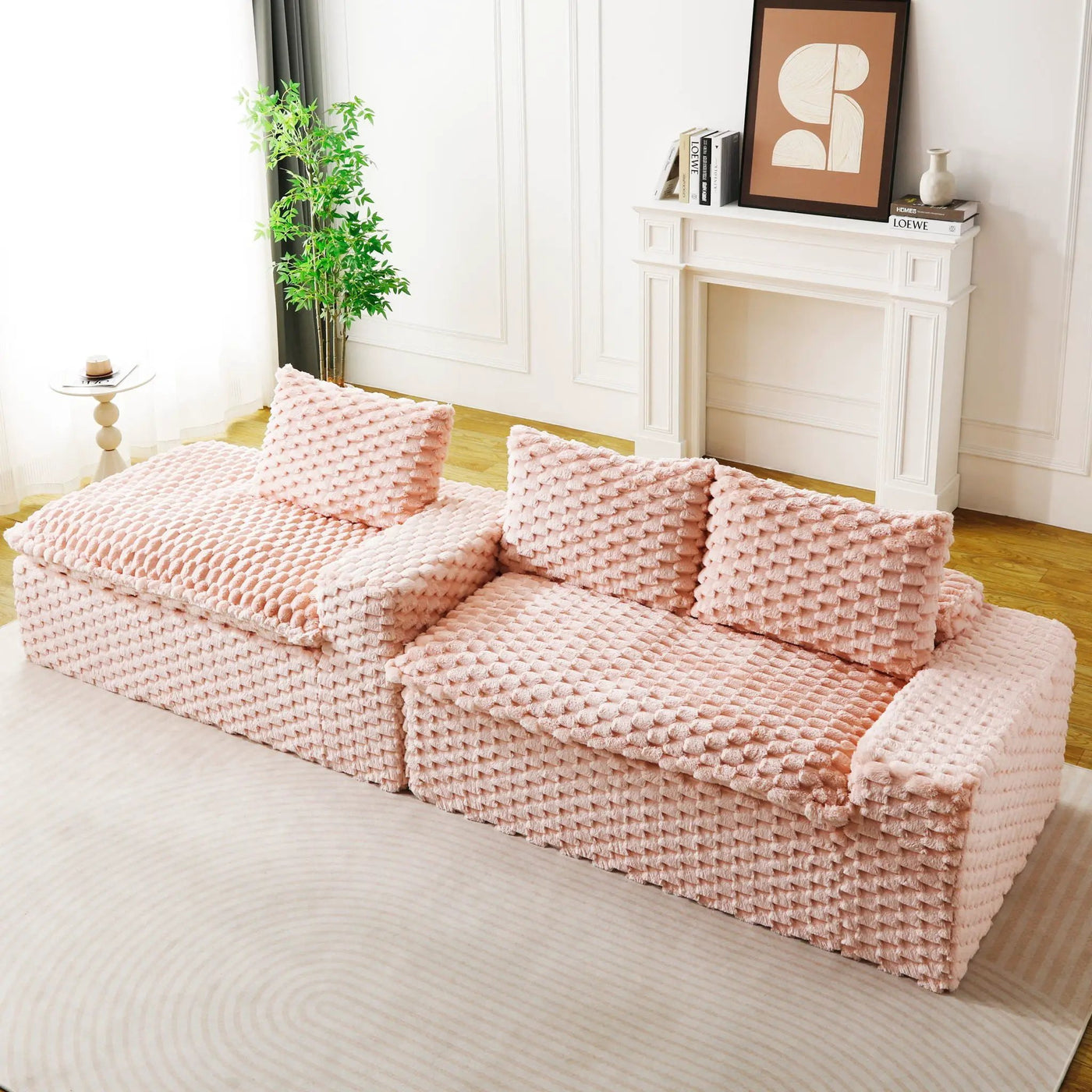 Modular Sofa, Convertible Twin Seat With Chaise Lounge by Unique Piece Furniture