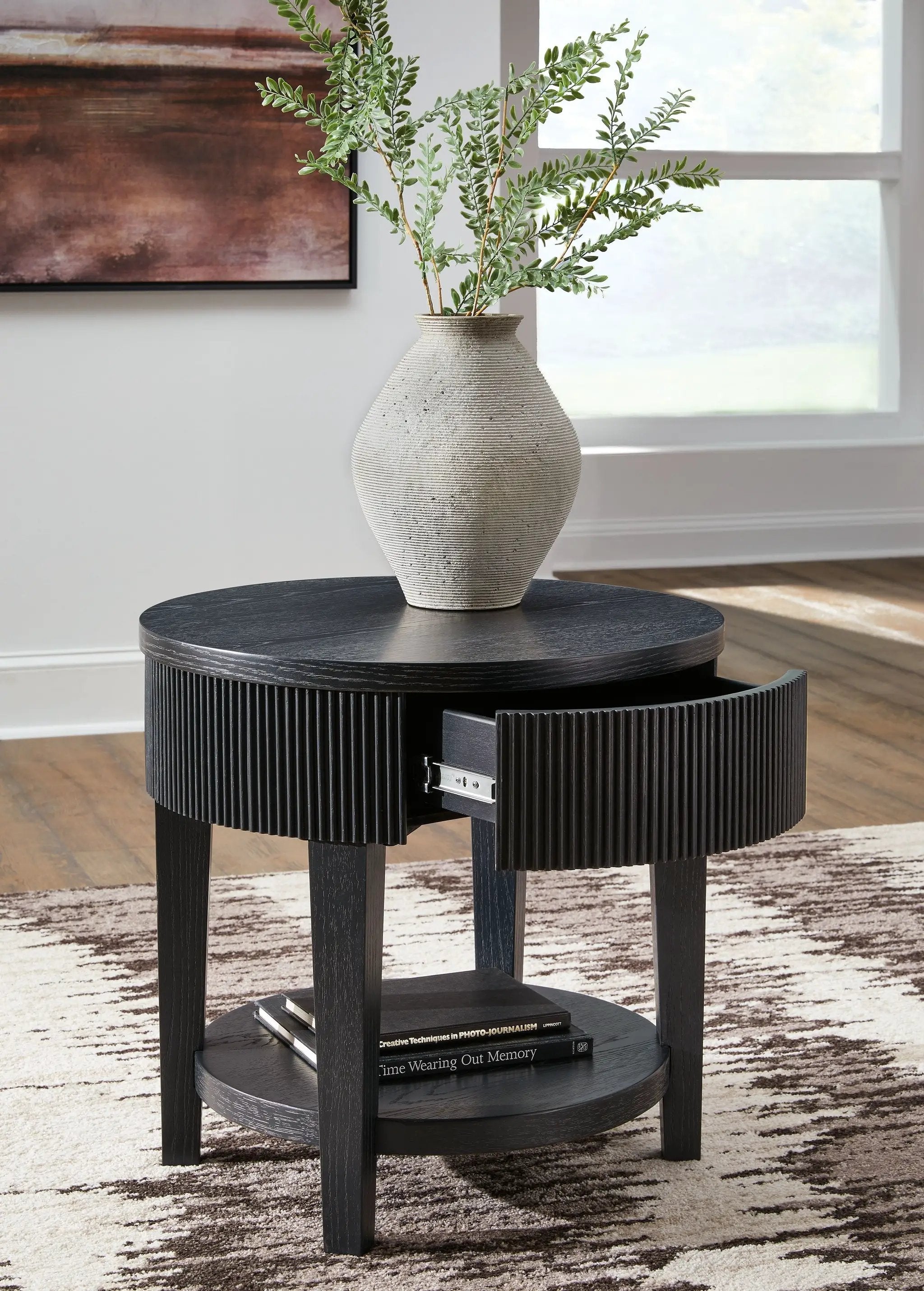 Marstream - Round End Table - Black by Unique Piece Furniture