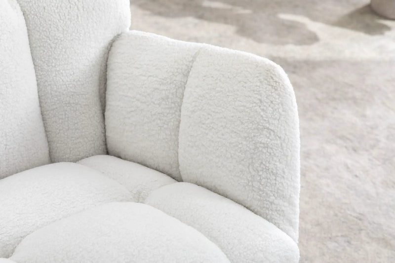 Teddy Fabric Rocking Gilder Nursery Chair For Living Room Indoor - Ivory by HouseOfZazla