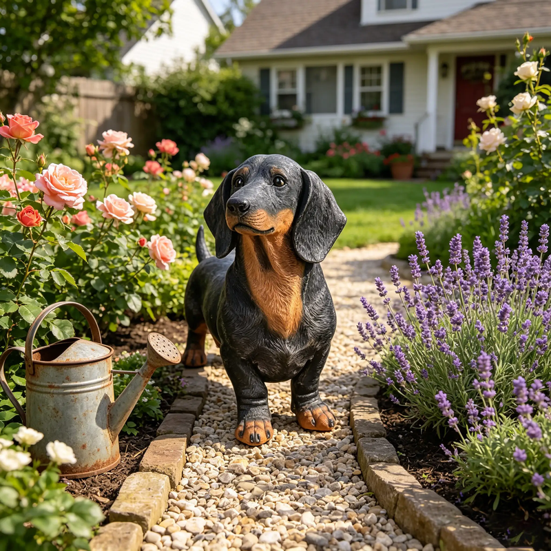 26" Black And Tan Dachshund Statue by HouseOfZazla