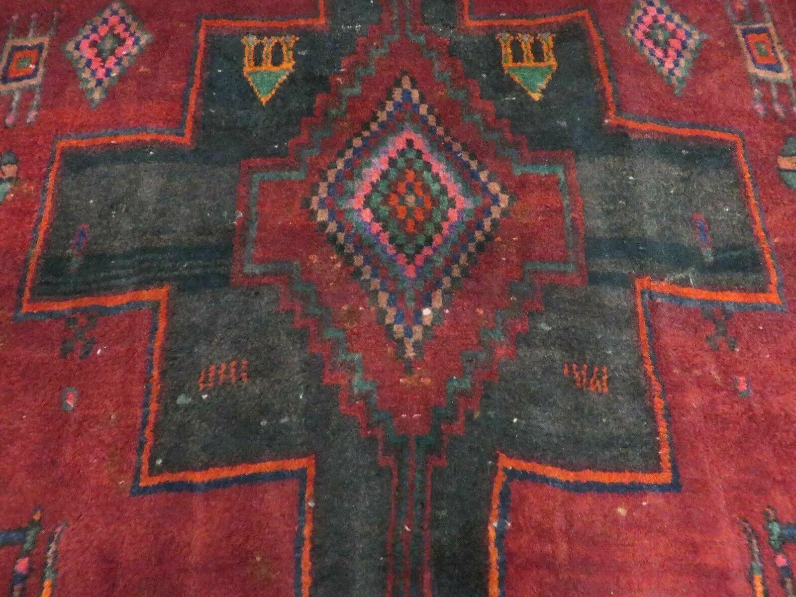 4' X 8' Antique Handmade India Geometric Oriental Wool Rug Veg Dyes Nice by Jewel Rugs
