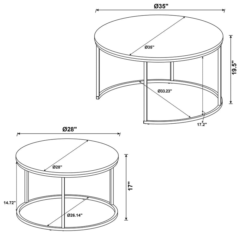 Lainey 2-piece Round Faux Marble Nesting Coffee Table Grey by Unique Piece Furniture