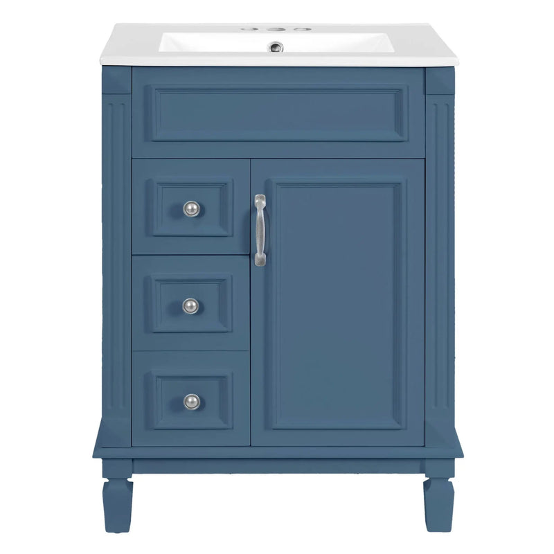 Bathroom Vanity With Sink, Compact Cabinet & 2 Drawers And Adjustable Shelf by Unique Piece Furniture