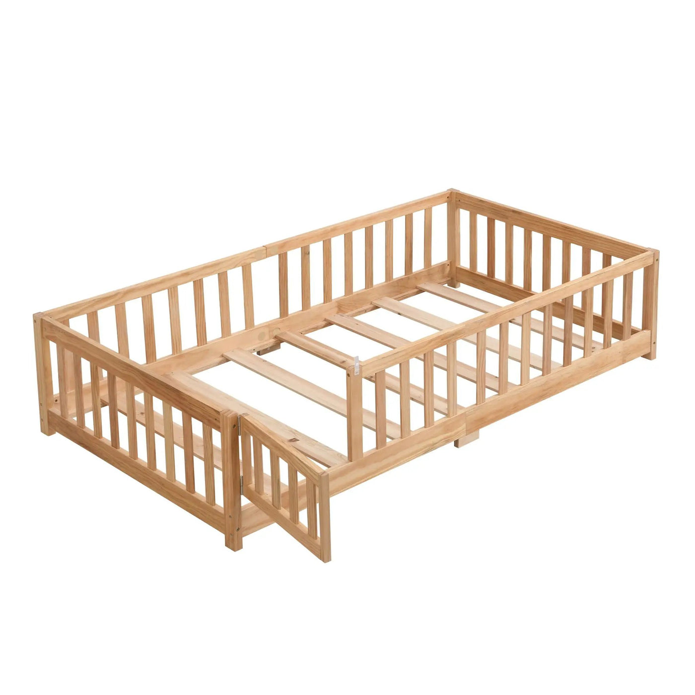 Solid Wood Floor Bed With Door And Fence For Children by HouseOfZazla