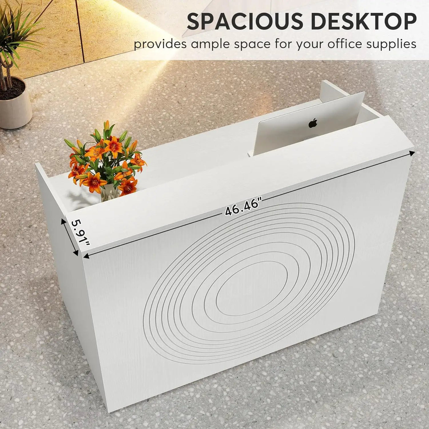 Modern Reception Desk, Front Desk Table With Cable Grommet & Privacy Panels by HouseOfZazla