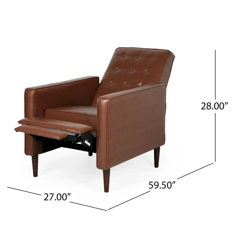 Mid-Century Modern Recliner With Button Tufted Waffle Stitch by Unique Piece Furniture