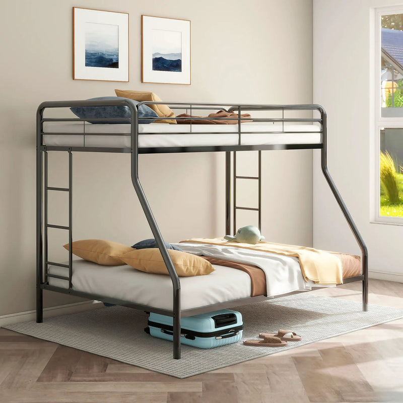 Carson Metal Twin Over Full Bunk Bed Glossy Black by Unique Piece Furniture