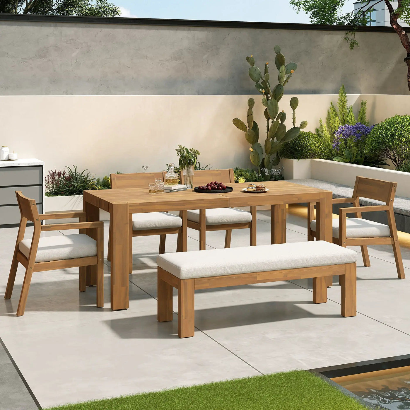 Outdoor Dining Set Rectangular Table With Umbrella Hole by Unique Piece Furniture