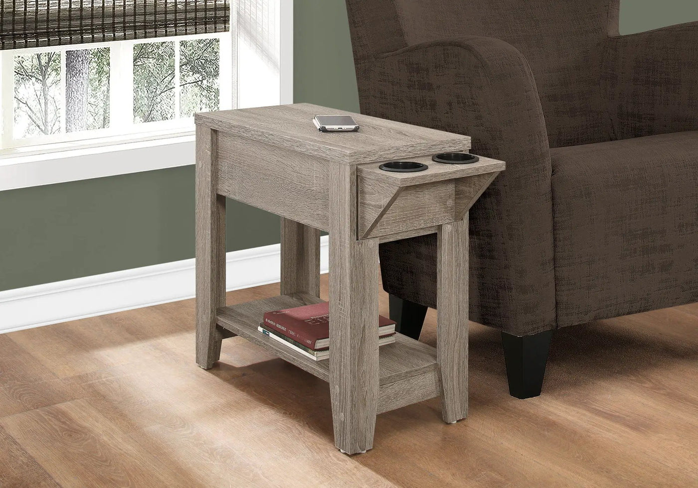 Accent Side Table with Storage and Built-In Lamp by HouseOfZazla