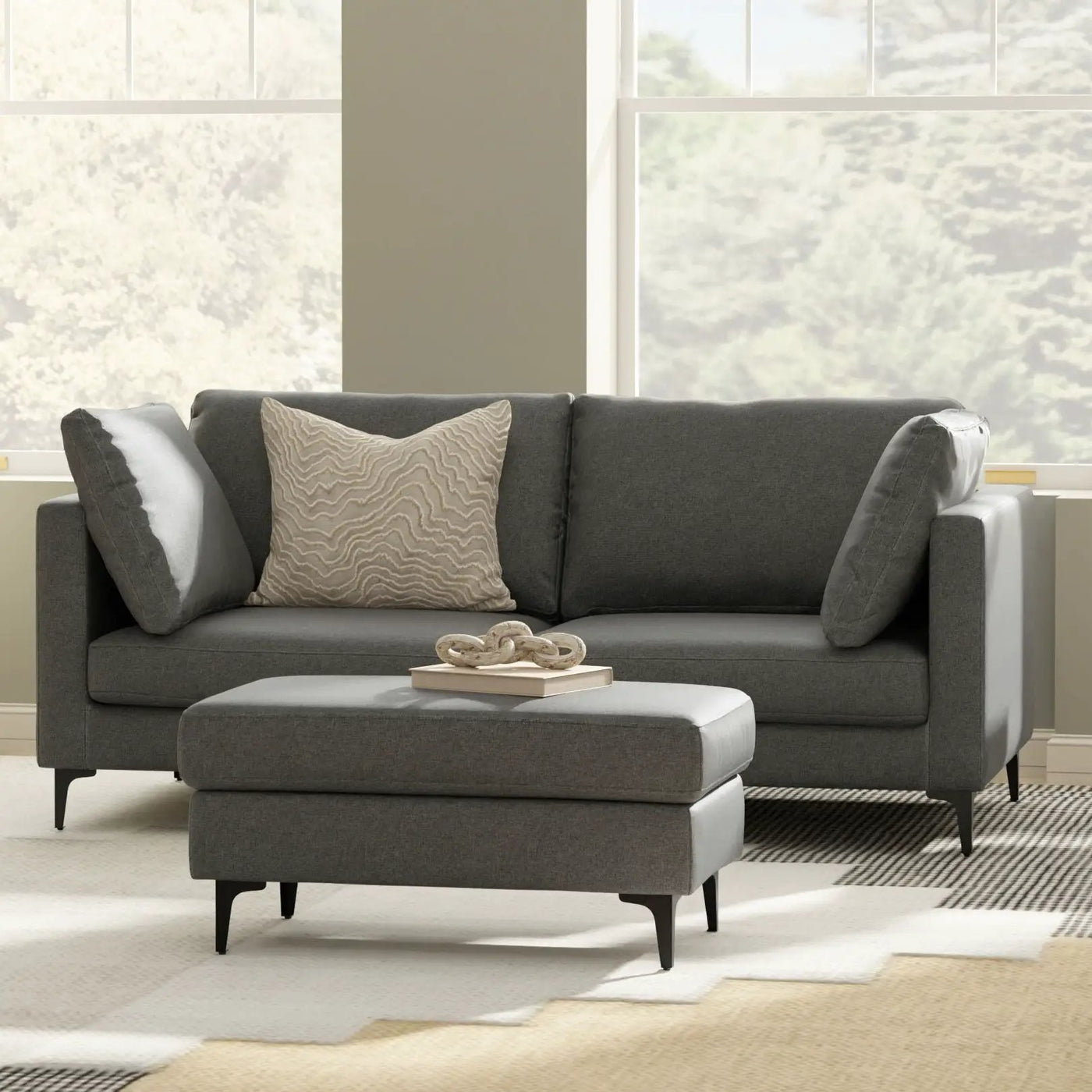 Ava - Mid Century Sofa With Ottoman Set by HouseOfZazla