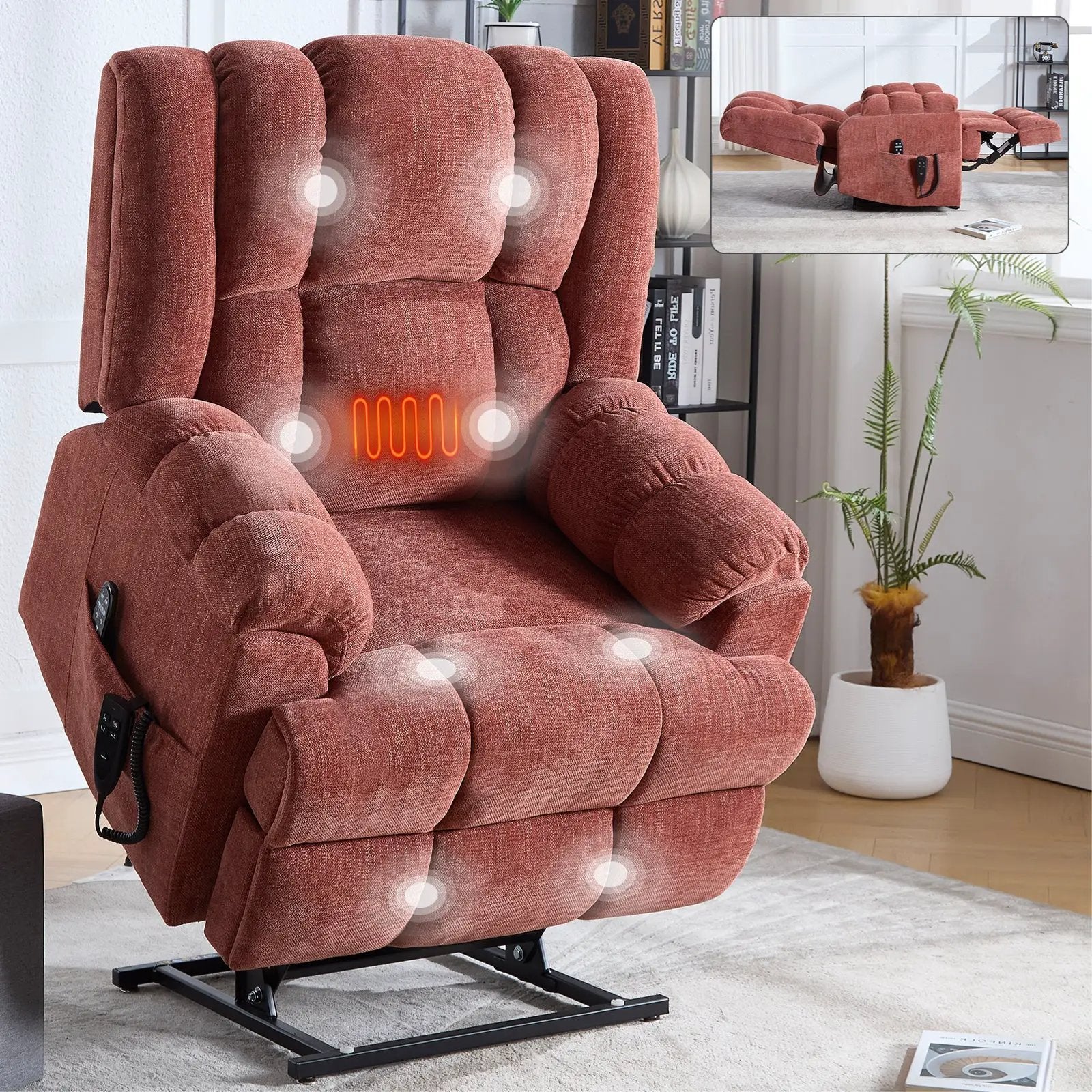 Dual Motor Heat Massage Electric Power Lift Recliner by HouseOfZazla