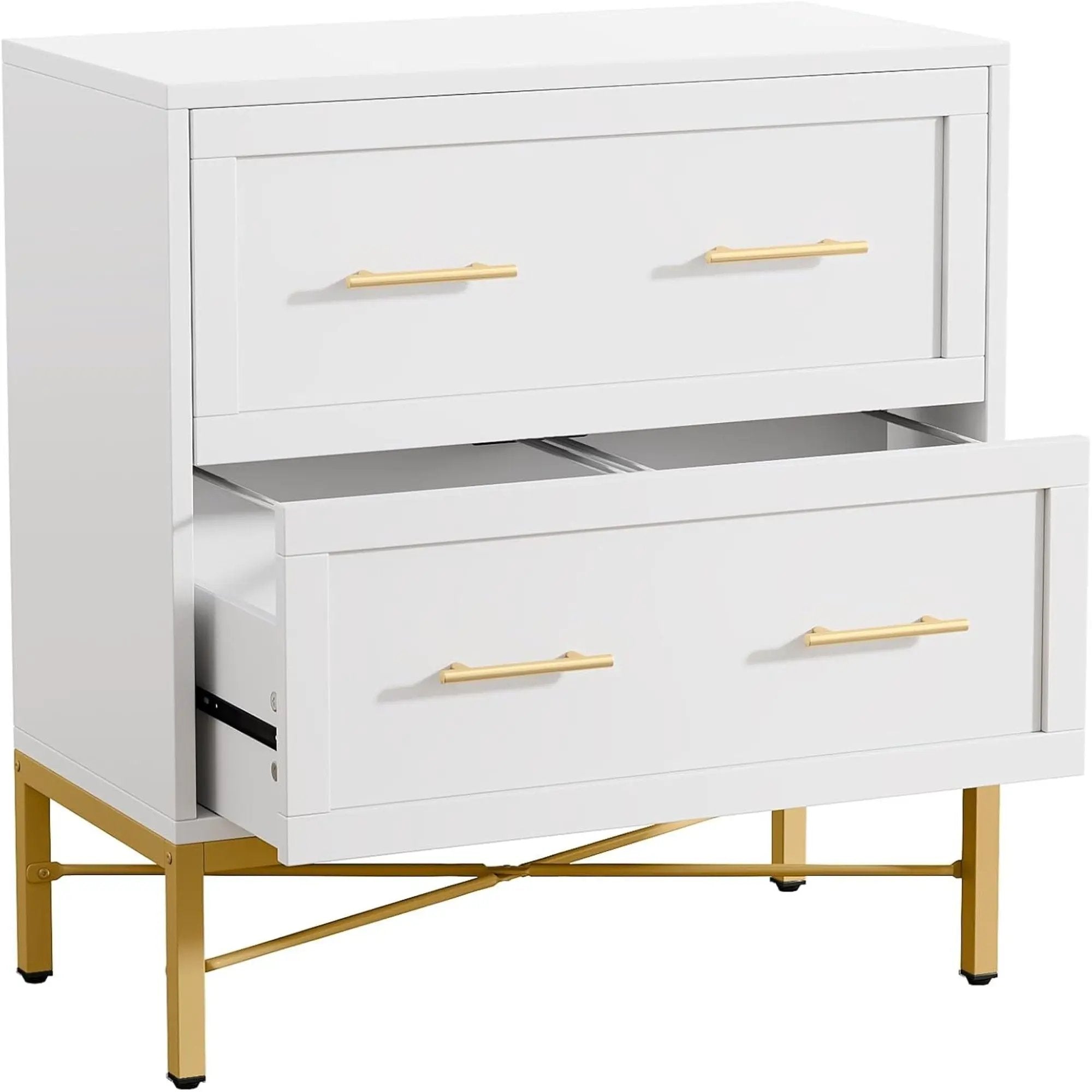 2 Drawer Lateral File Cabinet With Anti Tilt Safety, Filing Storage For Letter / Legal / A4 Files - White by HouseOfZazla