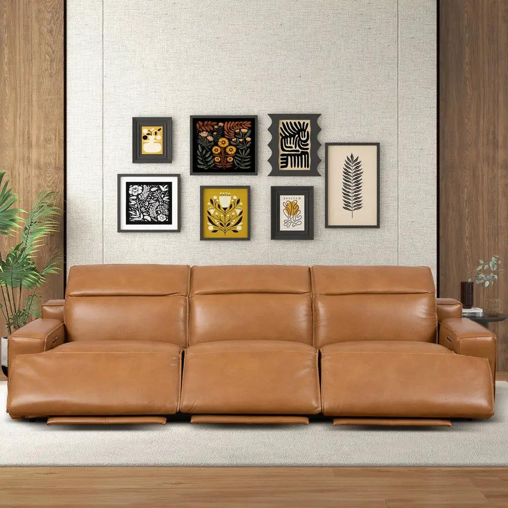 Urbana - Triple Power Recliner Sofa - Tan by HouseOfZazla