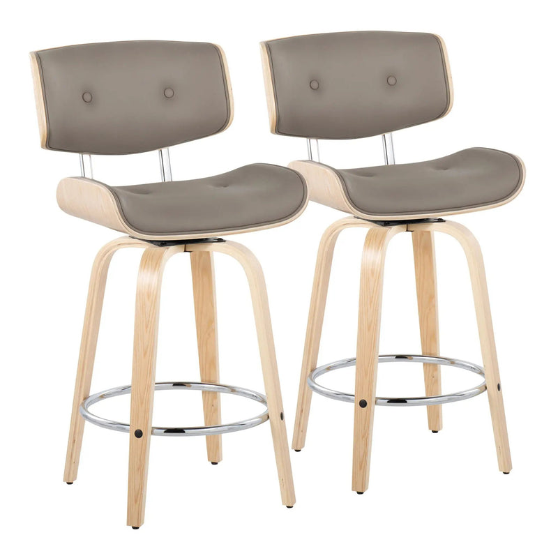 Lombardi - Mid Century Modern Fixed Height Counter Stool With Swivel With Round Footrest (Set of 2) by Unique Piece Furniture