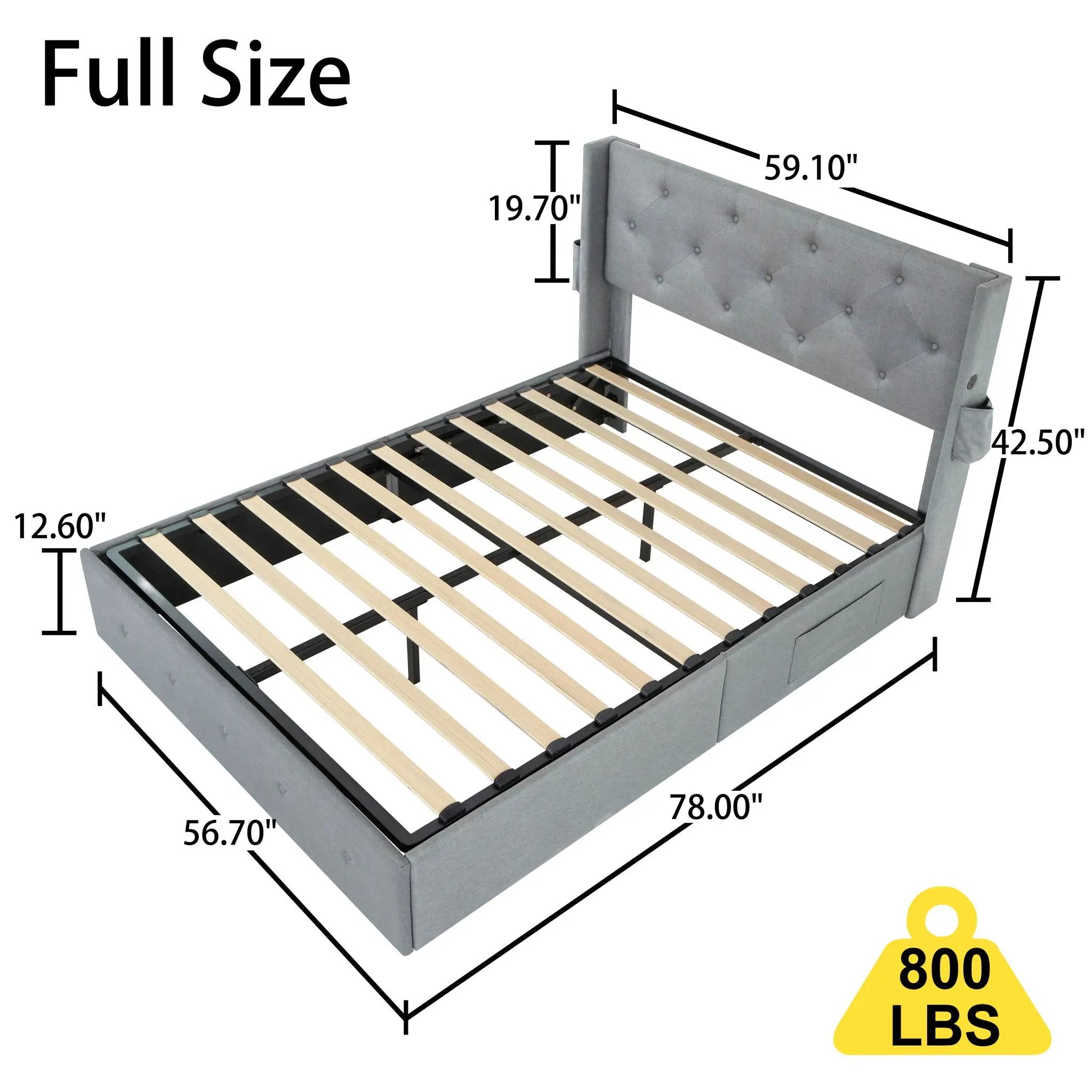 Bed With Gas Lift Storage, USB Ports by HouseOfZazla