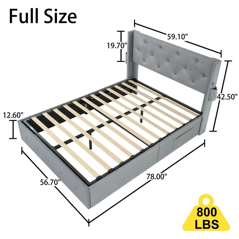 Bed With Gas Lift Storage, USB Ports by HouseOfZazla