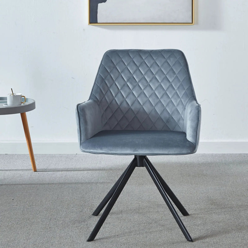Modern Desk Chair No Wheel, Ergonomic Office Chair Home Office Upholstered Chair, Computer Chair For Bedroom, Reception Room, Living Room With Metal Legs - Blue by Unique Piece Furniture