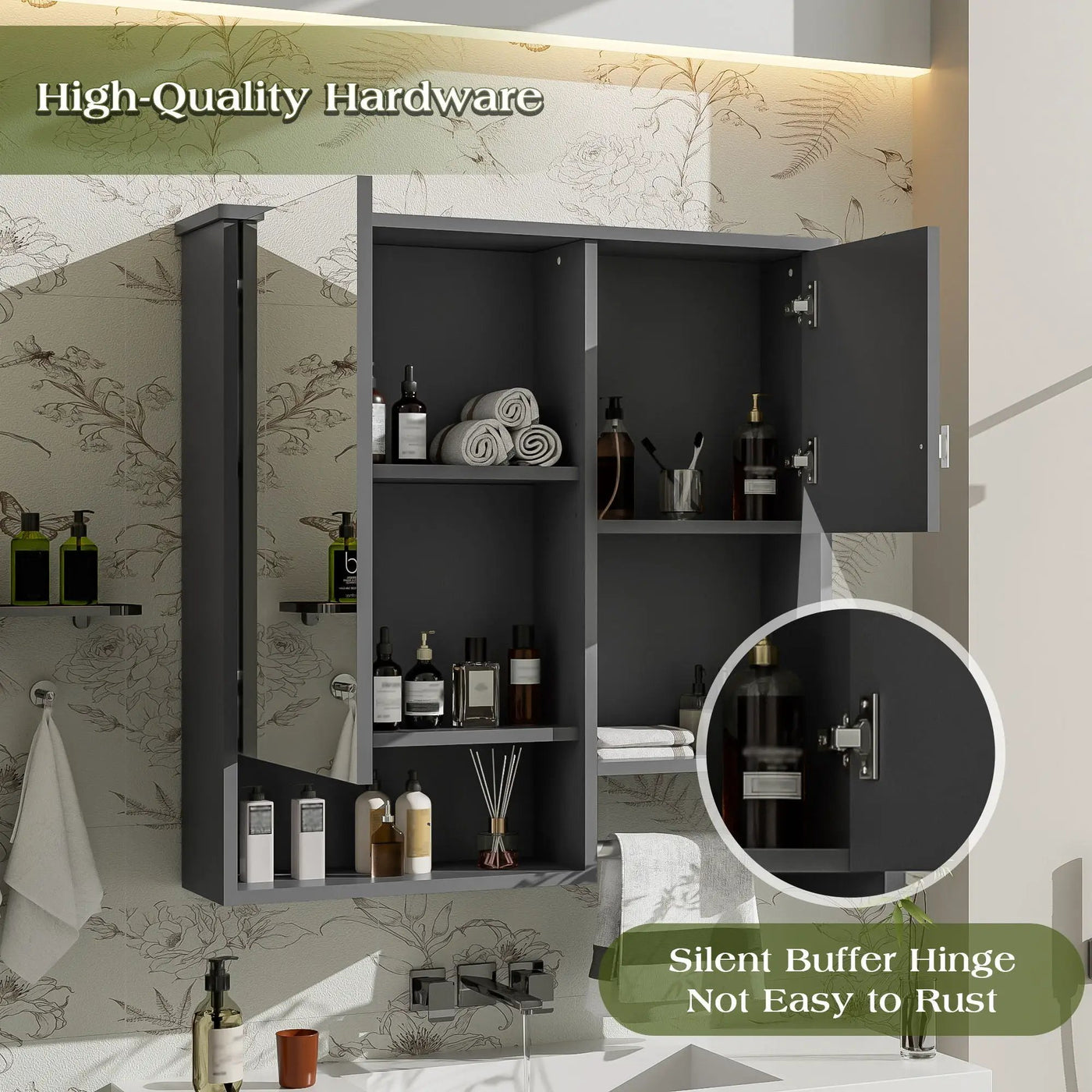 Modern Wall Mounted Bathroom Medicine Cabinet, Bathroom Wall Storage Cabinet With Mirror by HouseOfZazla