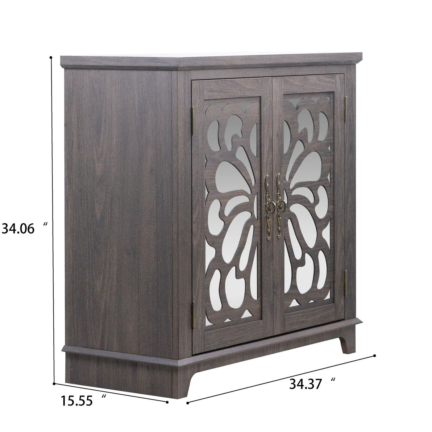 Elegant Sideboard With 2 Acrylic Mirrored Doors, Adjustable Shelf Storage by HouseOfZazla