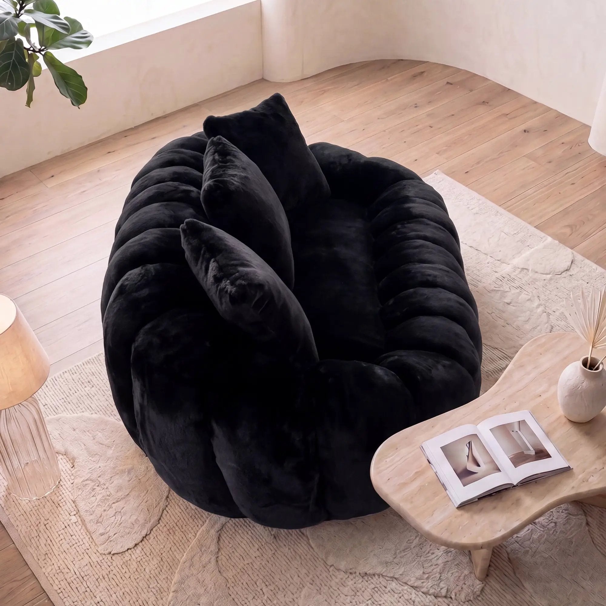 Floral-Shaped Ultra-Soft Faux Fur Two-Seater Sofa by HouseOfZazla