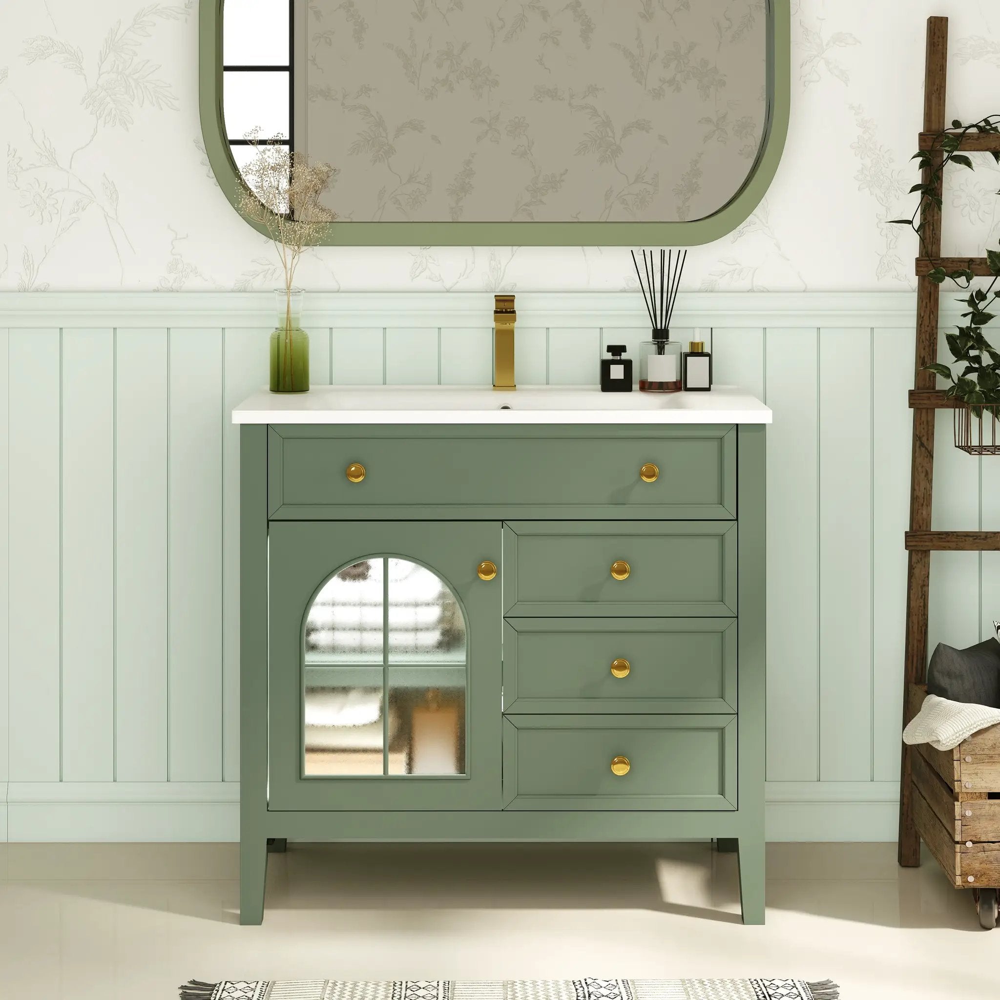 35.6" Mid-Century Bathroom Vanity Sink by HouseOfZazla