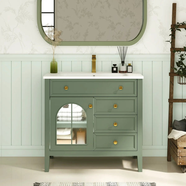 35.6" Mid-Century Bathroom Vanity Sink, photo 2 of 10