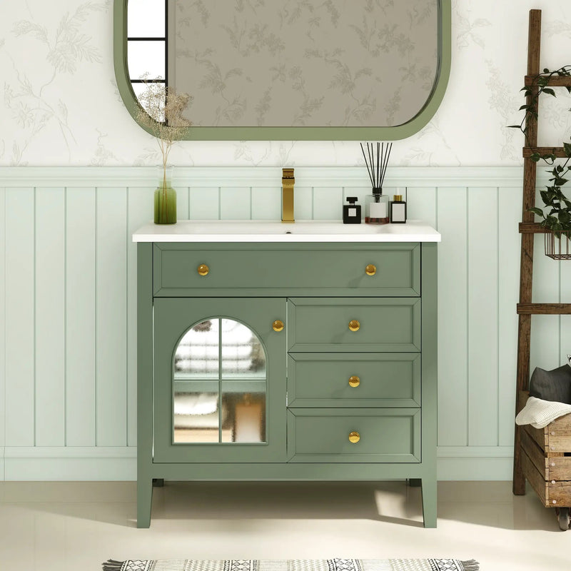 35.6" Mid-Century Bathroom Vanity Sink by HouseOfZazla