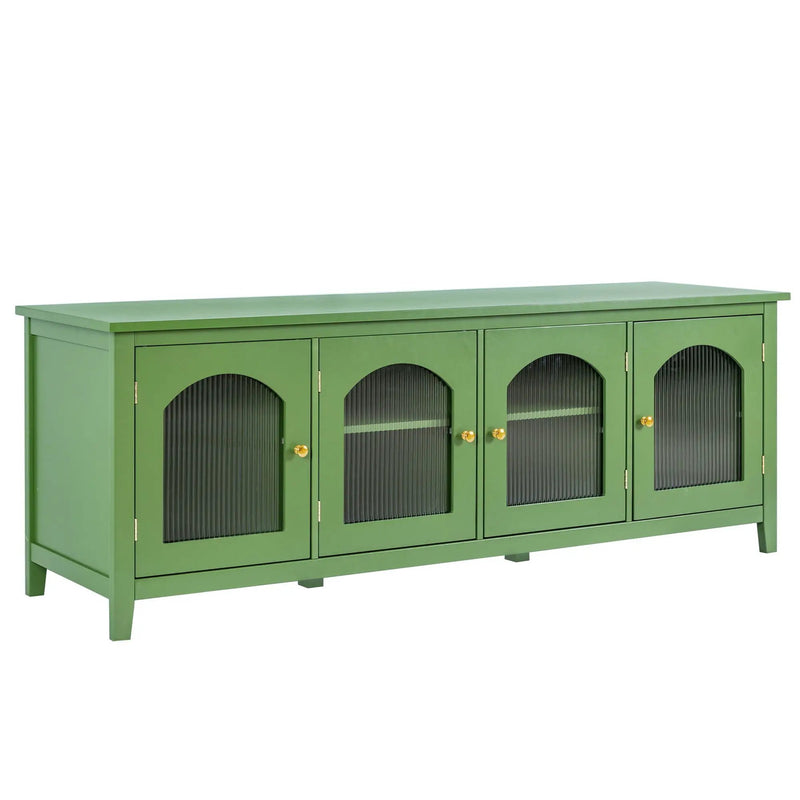StylishTVcabinet Entertainment CenterTV Stand, TVconsoletable, Media Console, Solidwood Frame, Changhong Glass Door, Metal Handle by Unique Piece Furniture