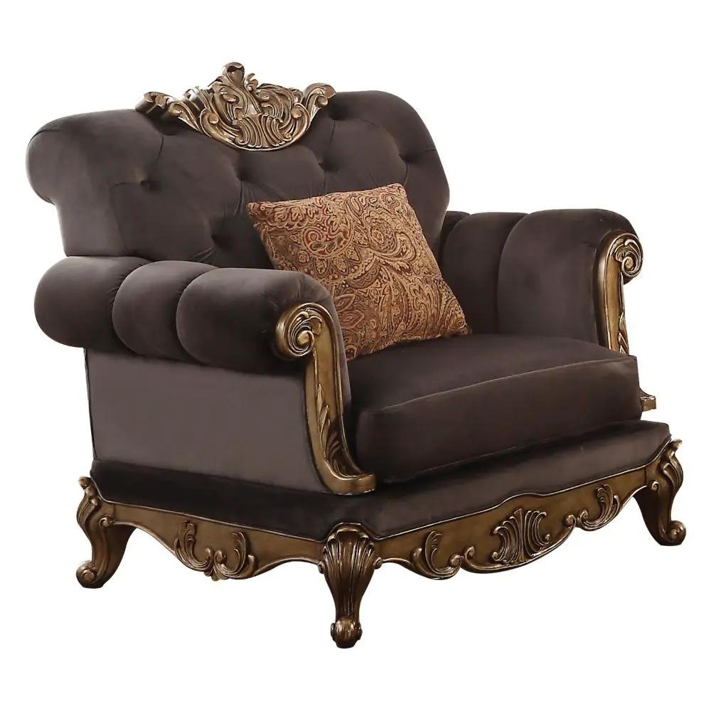 Orianne - Chair - Charcoal Fabric & Antique Gold by Unique Piece Furniture