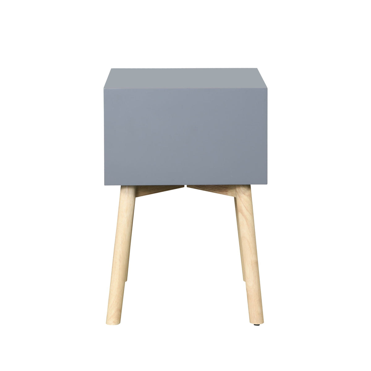 Mid-Century Modern 2-Drawer Accent Nightstand with Rubber Wood Legs – Dark Gray or Black, photo 11 of 16