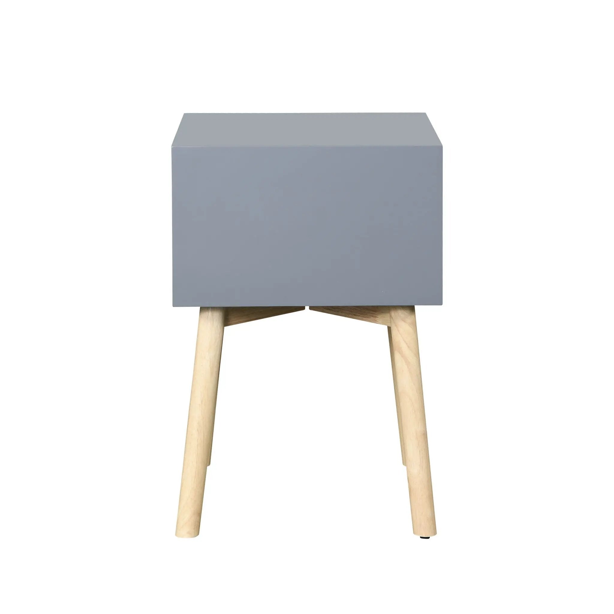 Side Table With 2 Drawer, Mid-Century Modern Storage Cabinet For Bedroom