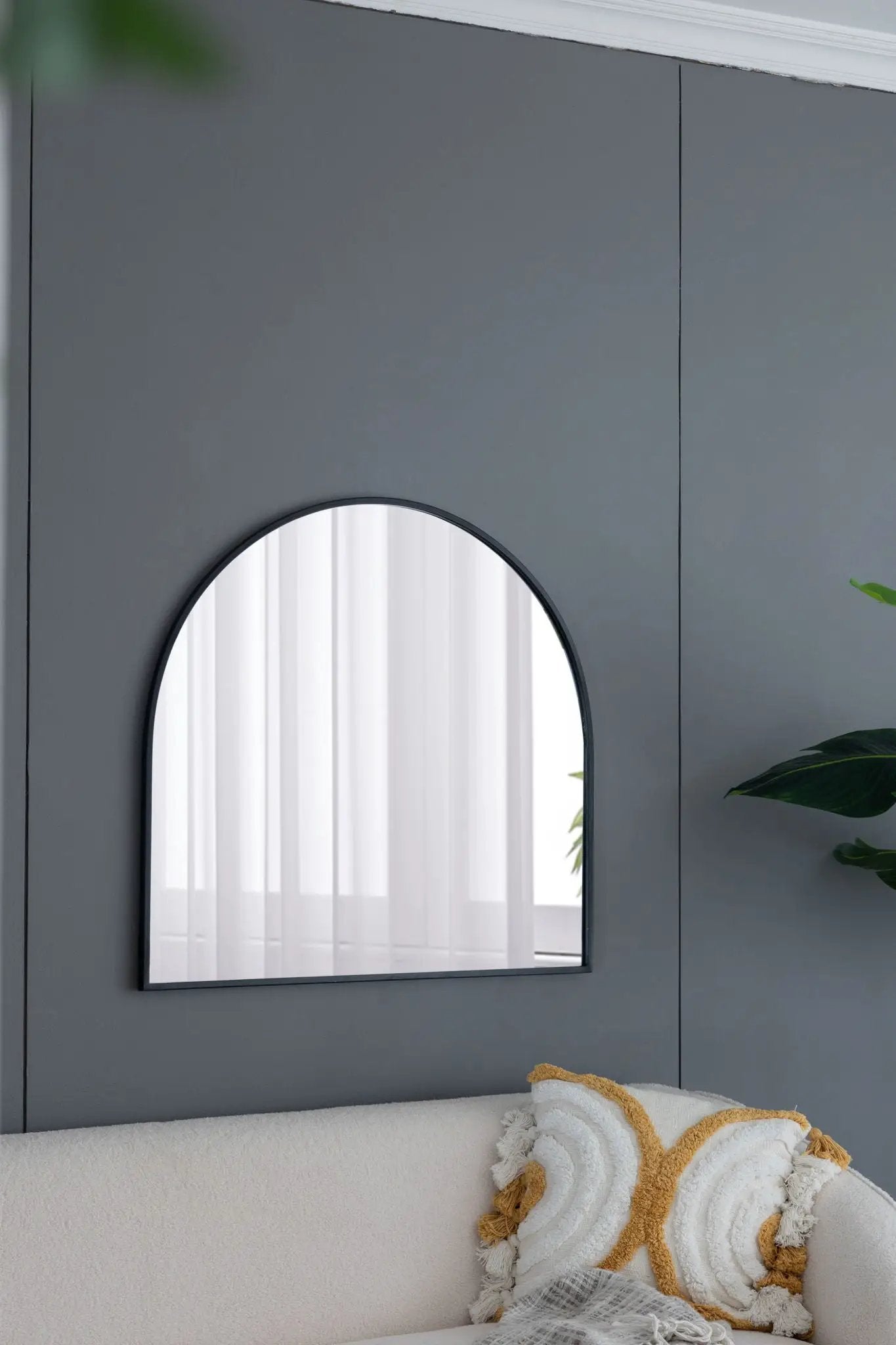 Arched Mirror With Metal Frame, Wall Mirror For Living Room Bedroom Entryway by HouseOfZazla