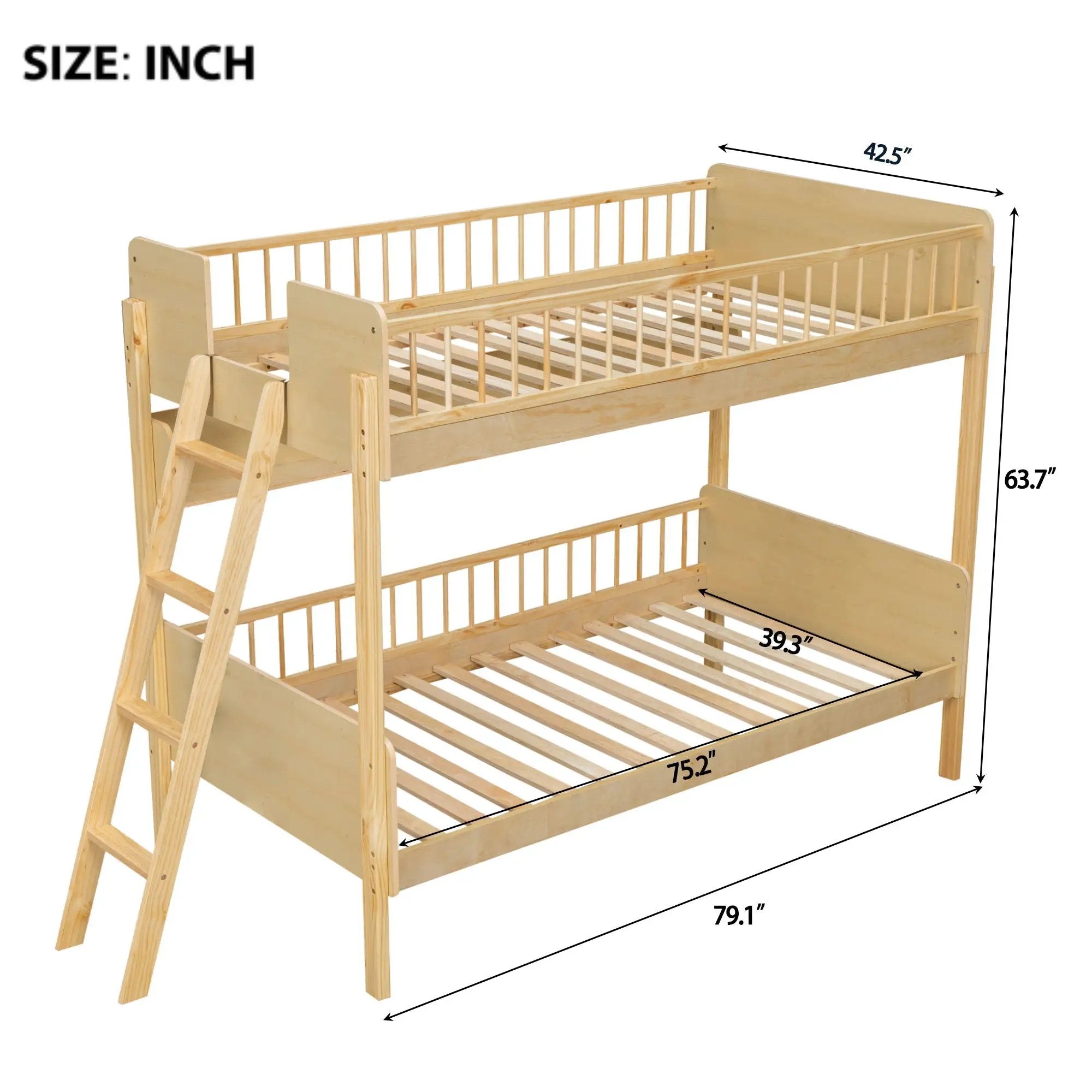 Bunk Bed With 3 Storage Shelves, Adjustable Ladder Left Or Right by Unique Piece Furniture