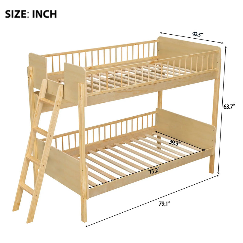 Bunk Bed With 3 Storage Shelves, Adjustable Ladder Left Or Right by Unique Piece Furniture