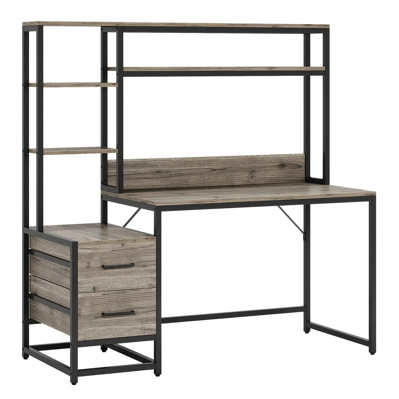 Computer Desk With Hutch, 2 Drawers & Open Shelves by HouseOfZazla