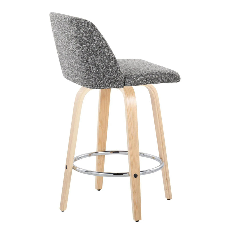 Toriano - Contemporary Fixed-Height Counter Stool With Swivel And Round Footrest (Set of 2) by HouseOfZazla