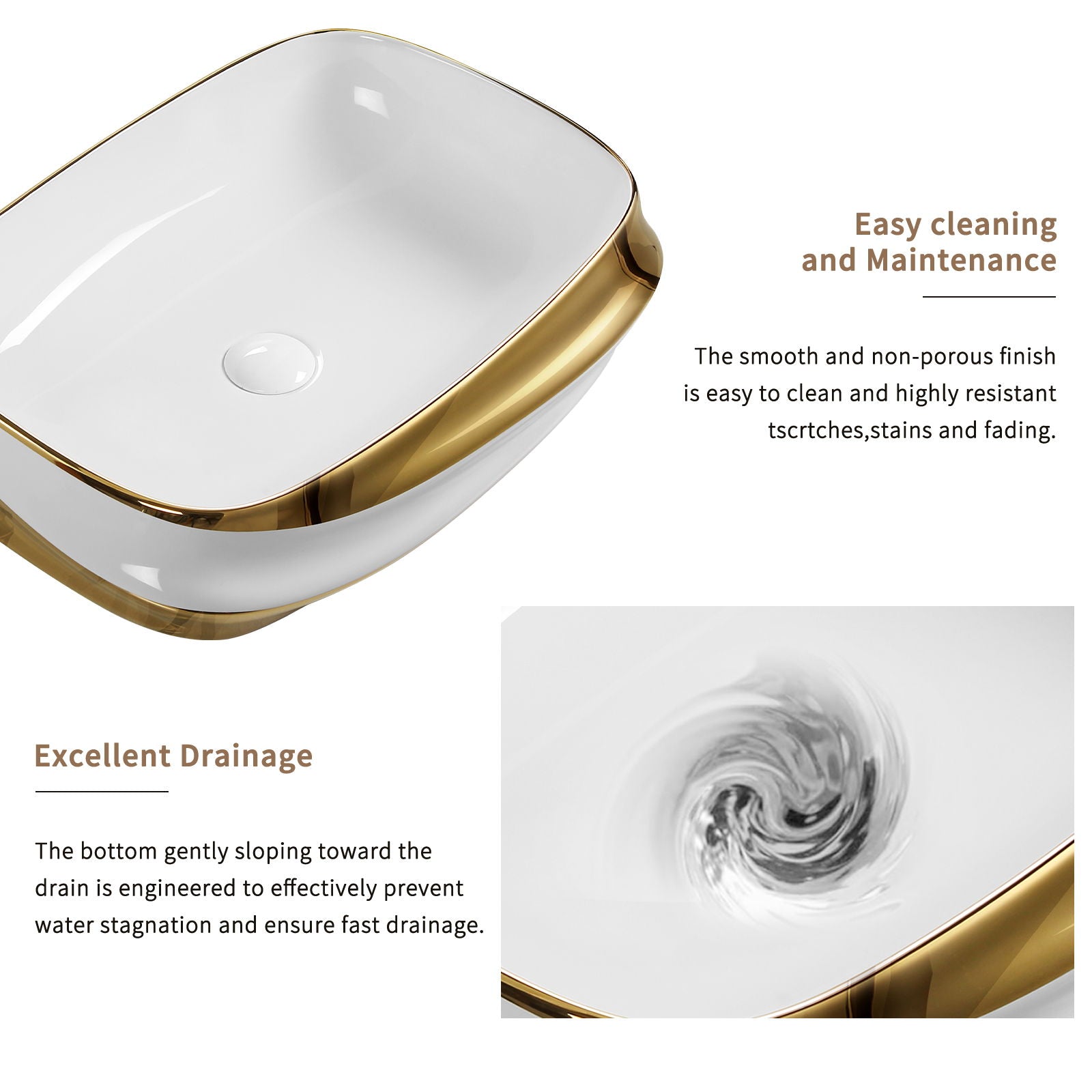 Vessel Sink Above Counter Vanity Basin - Gold / White / Milk White by HouseOfZazla