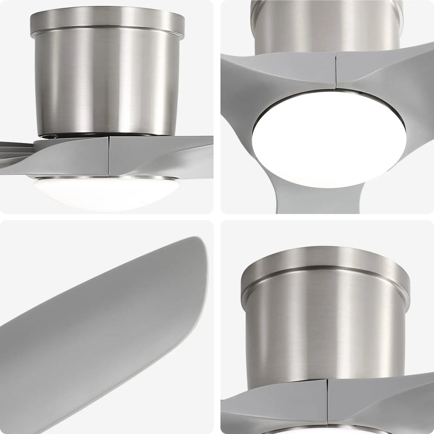 Flush Mount Ceiling Fan With Dimmable LED Light, 3 Blades, Reversible DC Motor Blades For Living Room by Unique Piece Furniture