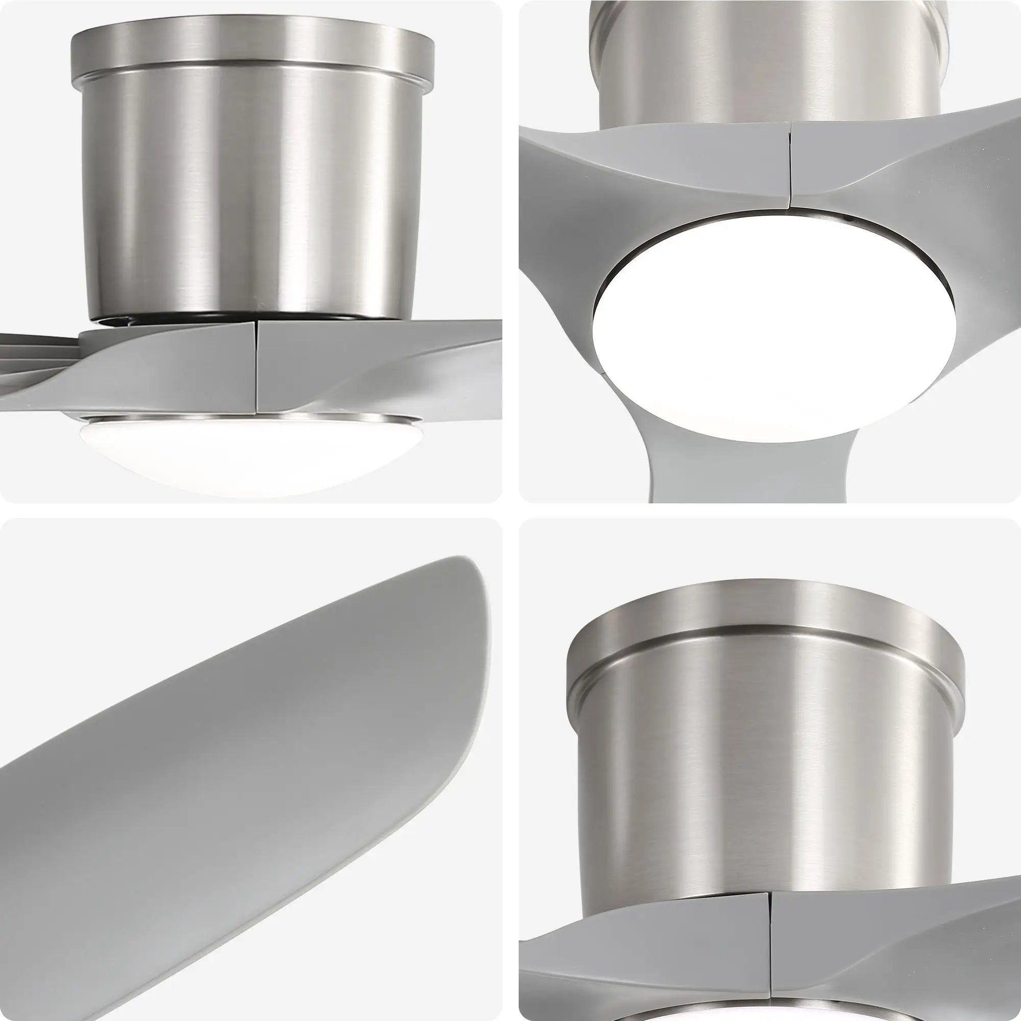 Flush Mount Ceiling Fan With Dimmable LED Light, 3 Blades, Reversible DC Motor Blades For Living Room by Unique Piece Furniture