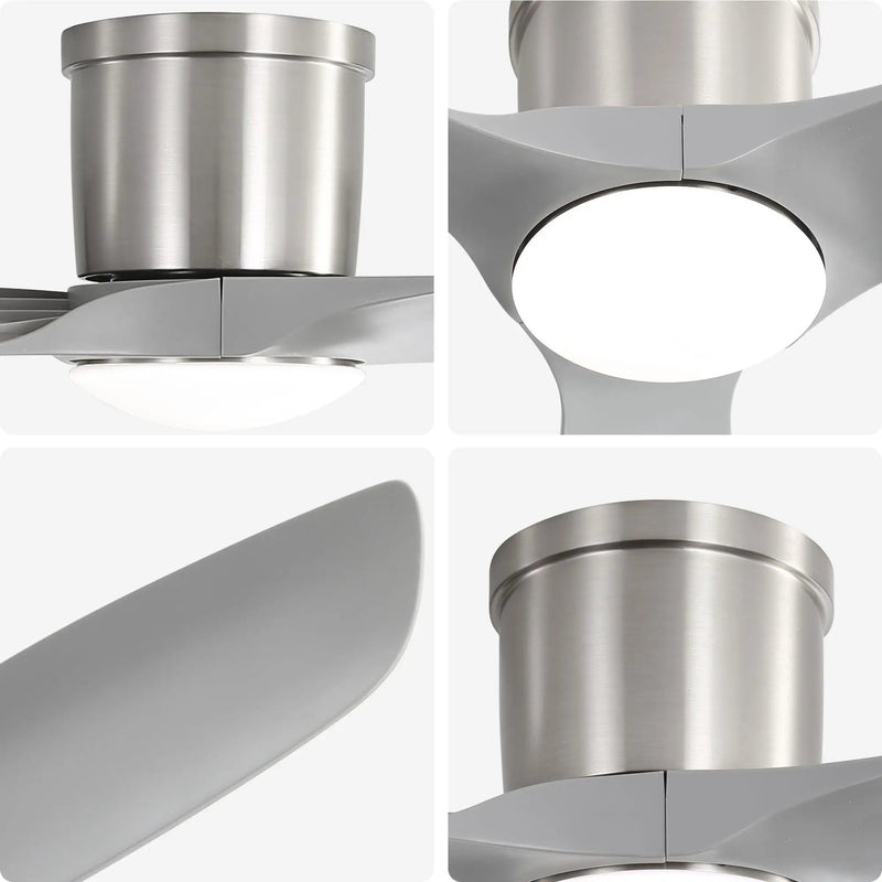 Flush Mount Ceiling Fan With Dimmable LED Light, 3 Blades, Reversible DC Motor Blades For Living Room by Unique Piece Furniture