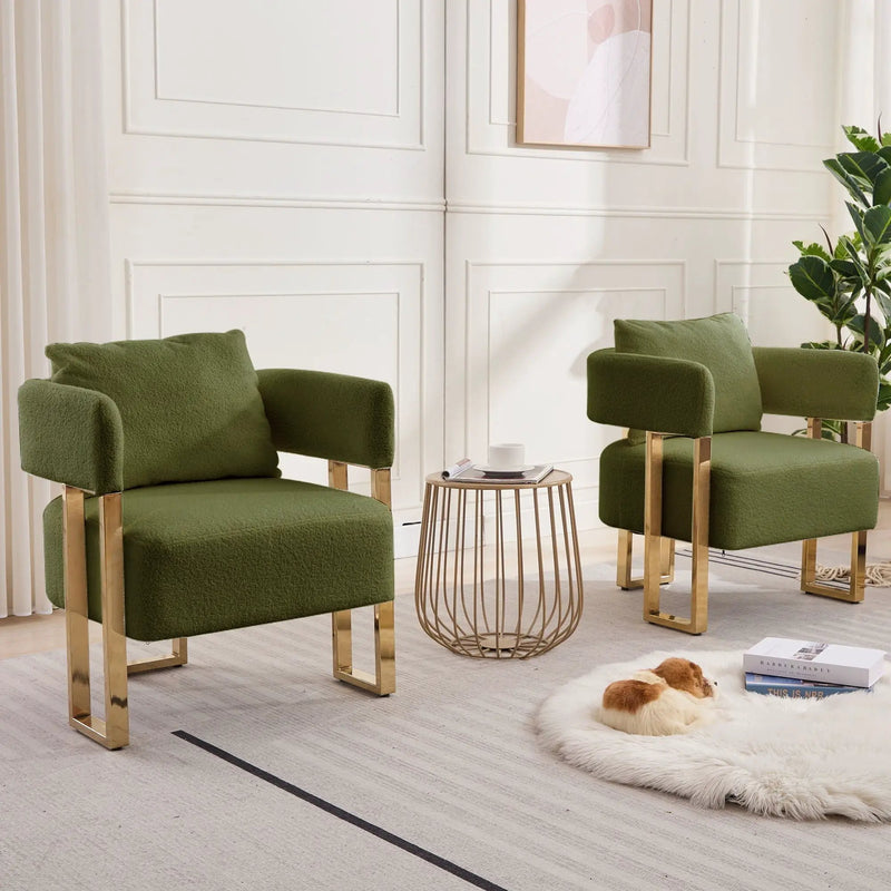 Modern Decorative Chair Teddy Fleece Upholstered And Metal Foot by HouseOfZazla