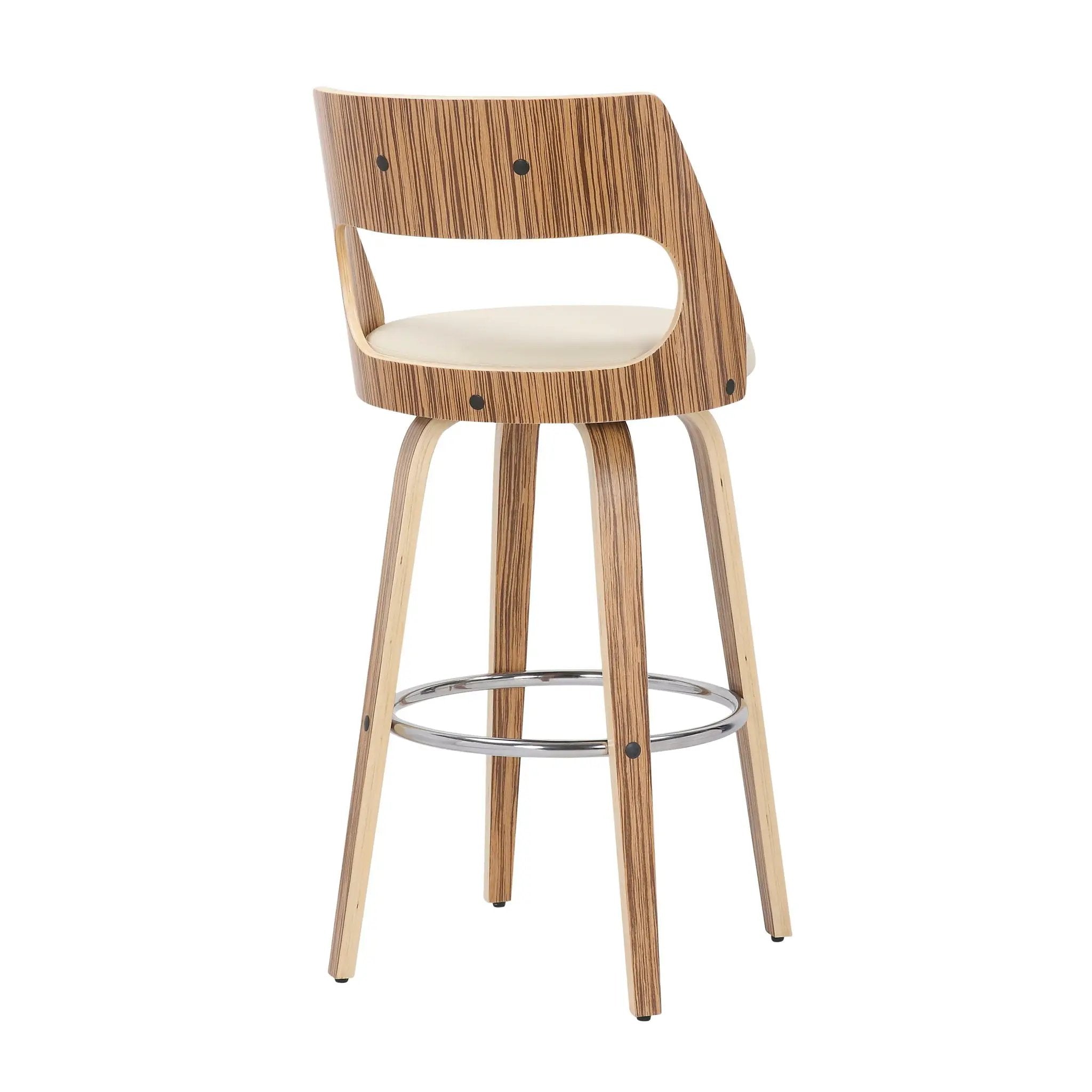 Cecina - Mid-Century Modern Fixed Height Barstool With Swivel (Set of 2) - Zebra / Cream by HouseOfZazla