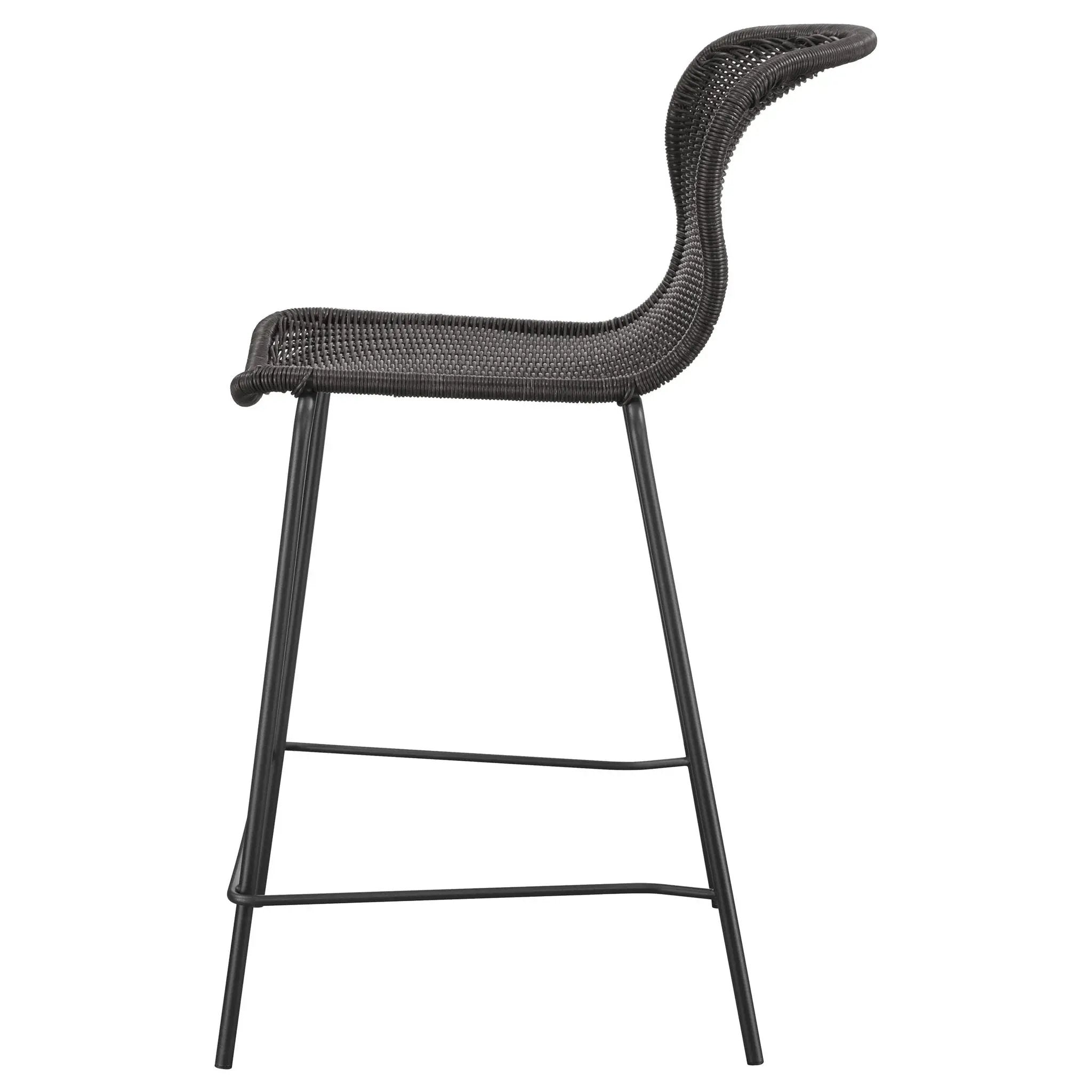 Mckinley Faux Rattan Metal Counter Chair Brown (Set of 2) by Unique Piece Furniture
