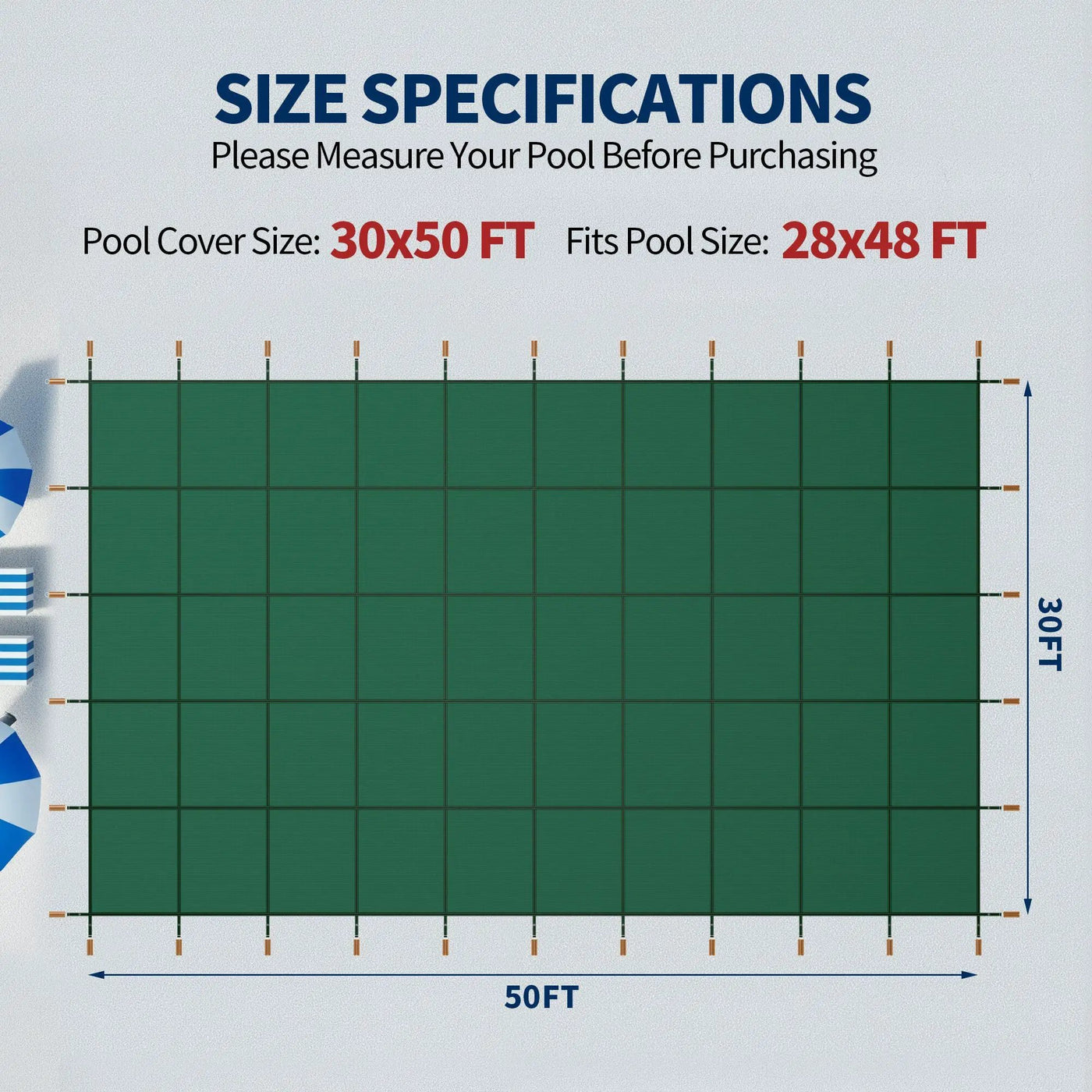 Swimming Pool Safety Cover for 30x50ft Rectangular Inground Pools by HouseOfZazla