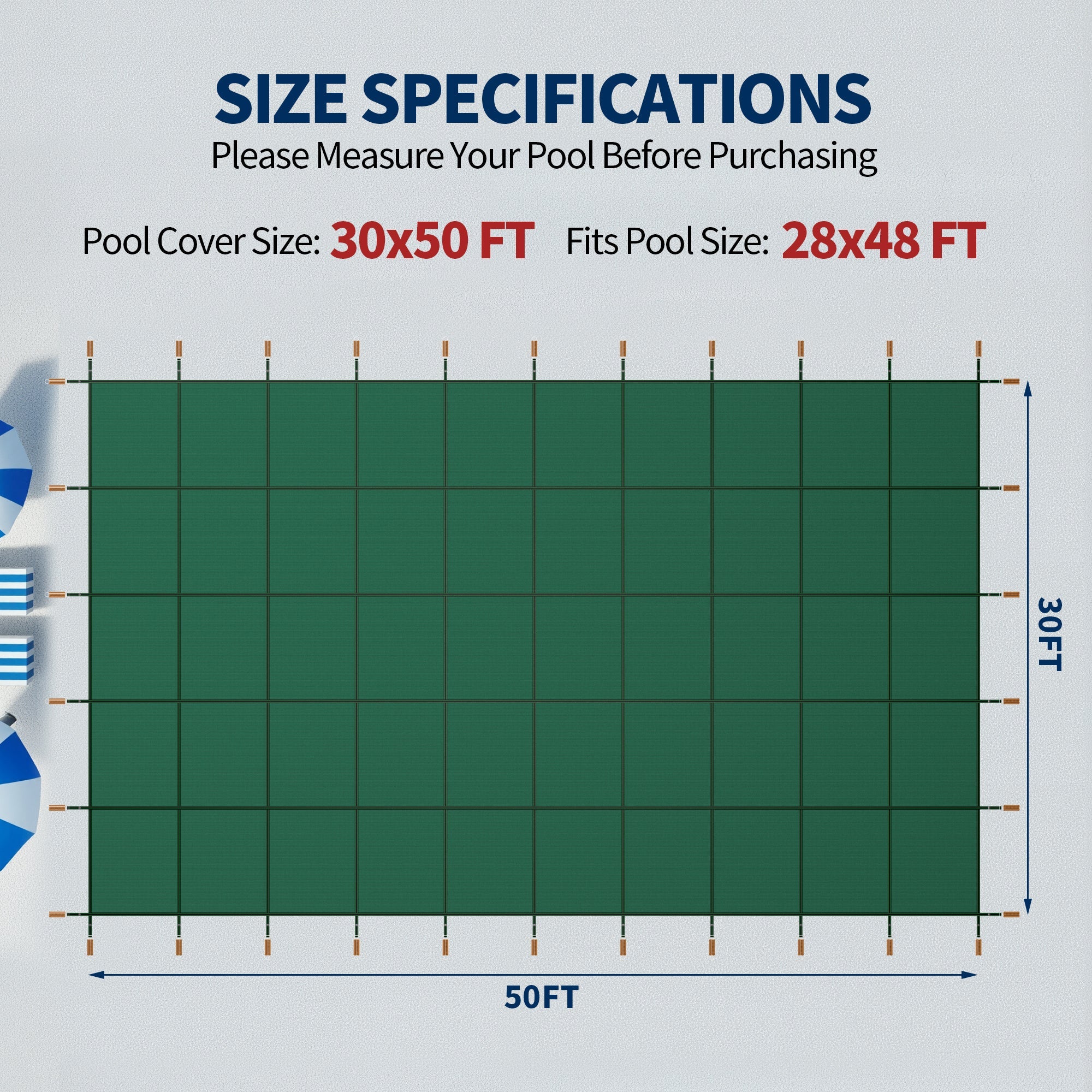 Swimming Pool Safety Cover for 30x50ft Rectangular Inground Pools by HouseOfZazla