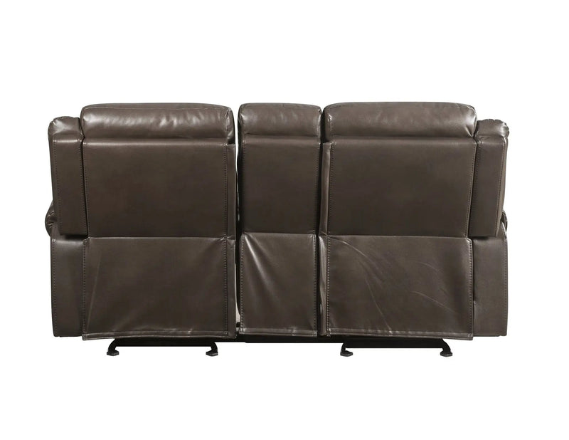 Lydia - Leather Aire Motion Loveseat With USB Console - Brown by HouseOfZazla